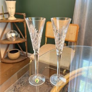 Vintage 2000 Waterford Crystal Toasting Champagne Flutes Millennium Collection